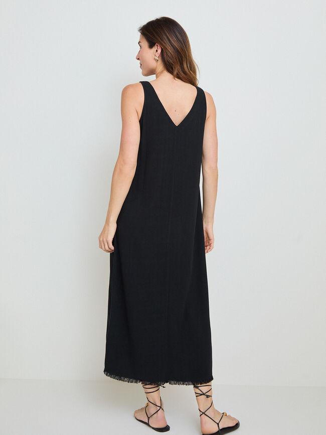 VESTIDO BAJO FLECO Negro