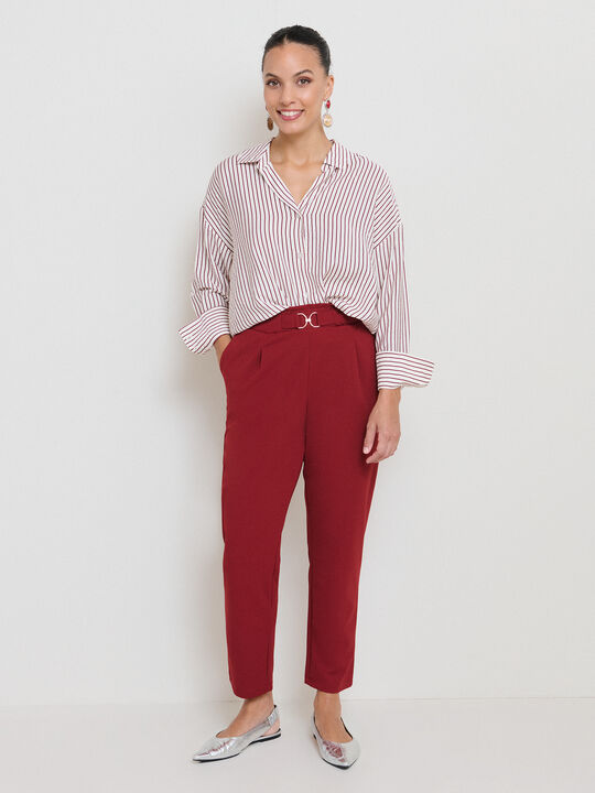 PANTALON DETALLE CINTURA ROJO OXIDO image number null
