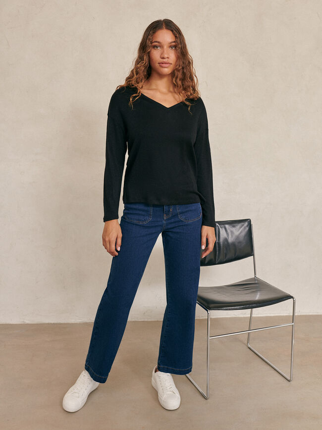 Jersey cuello pico Negro