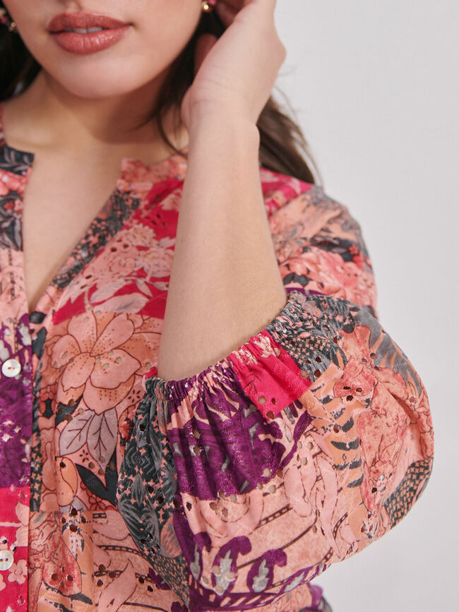 BLUSA ESTAMPADA Fucsia Oscuro