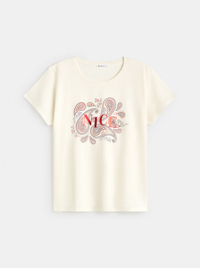 CAMISETA PAISLEY BRILLANTE Crudo