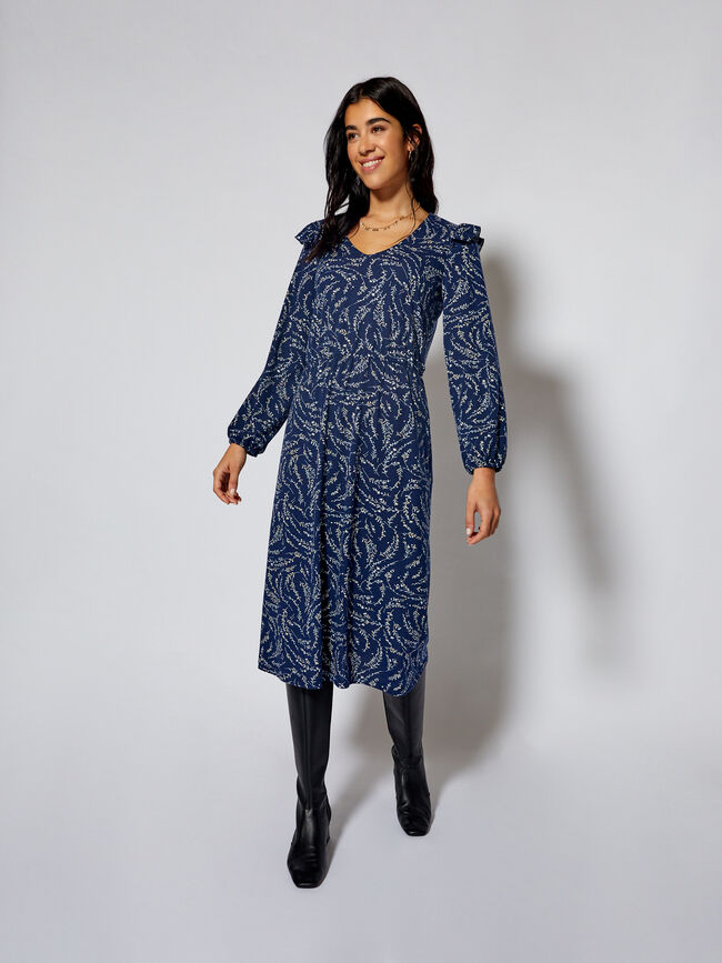 VESTIDO SOBRE RODILLA Azul Marino