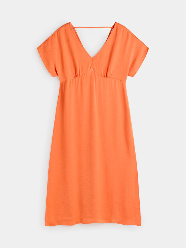 Vestido fluido satinado naranja tangy