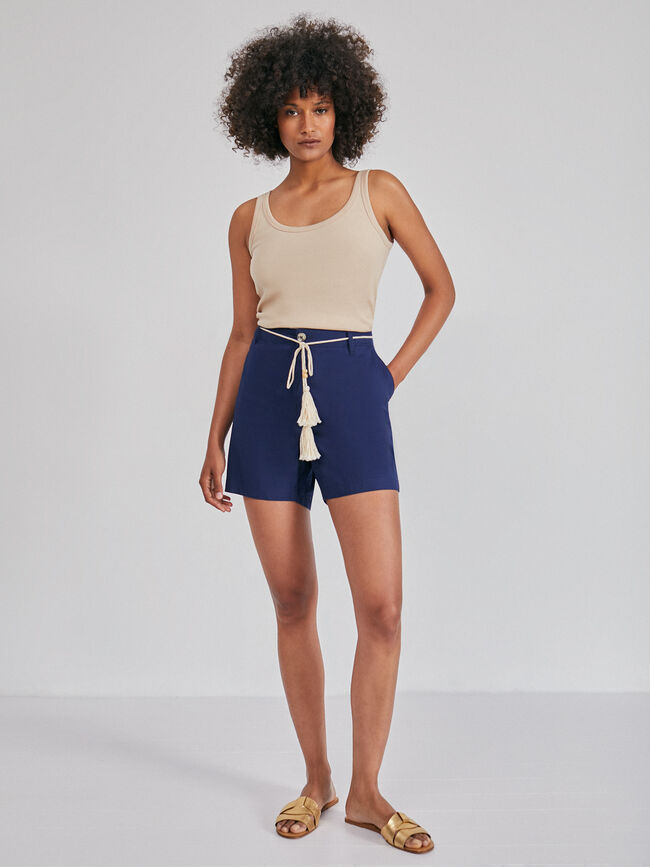 Short algodón borlas Azul Marino