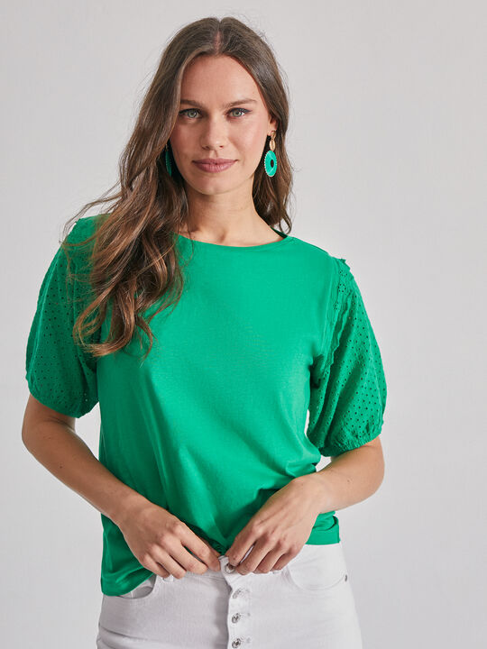 Camiseta algodón combinada Verde Brillante image number null