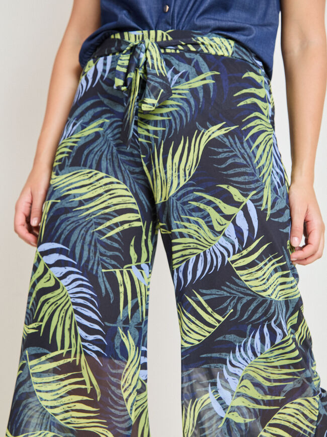 PANTAL&Oacute;N TUL TROPICAL LAZO Estampado 1