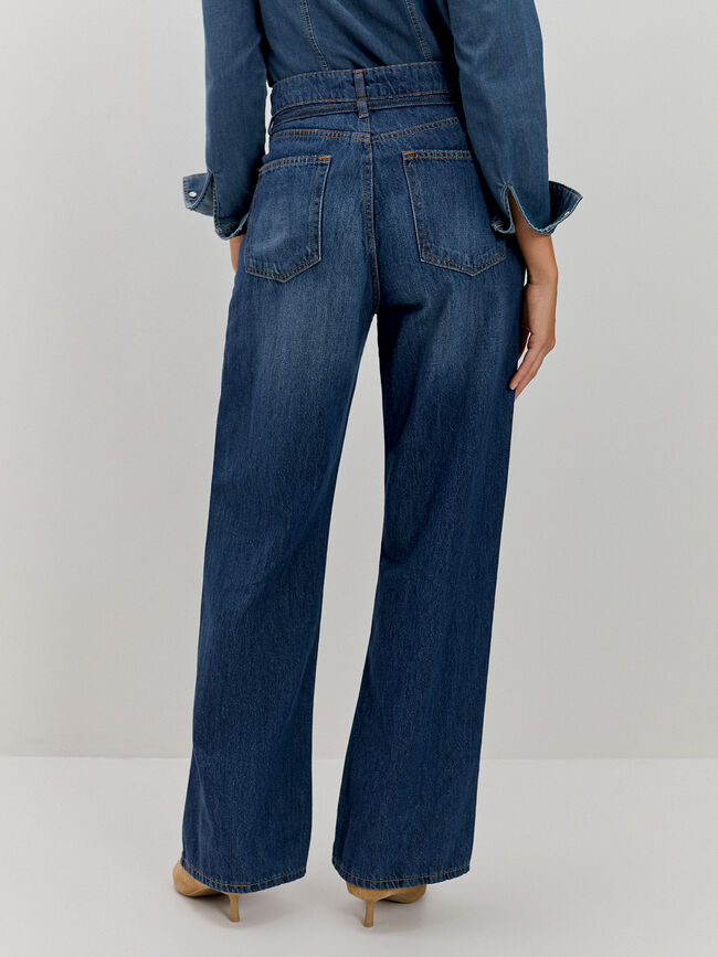 WIDE LEG CINTURÓN Dark blue