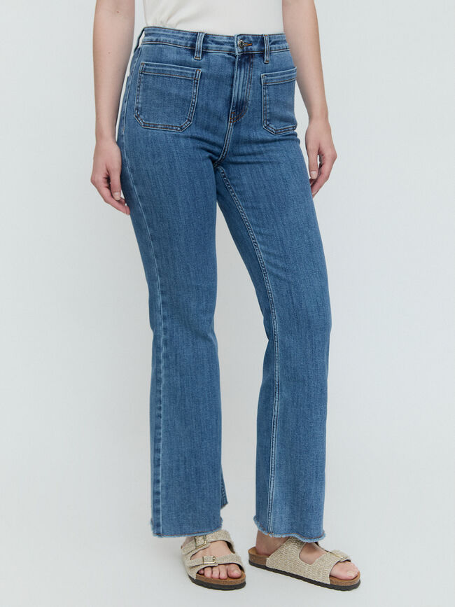 VAQUERO FLARE CROP Mid blue