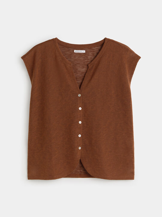 CAMISETA BOTONES Marron Medio image number null