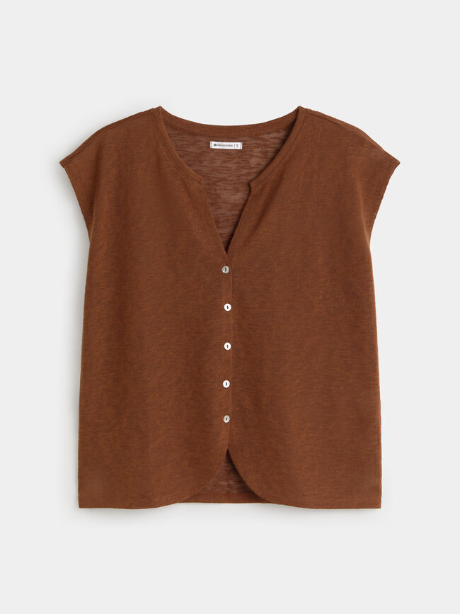 CAMISETA BOTONES Marron Medio