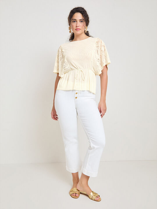 BLUSA BORDADO MANGAS Crudo image number null