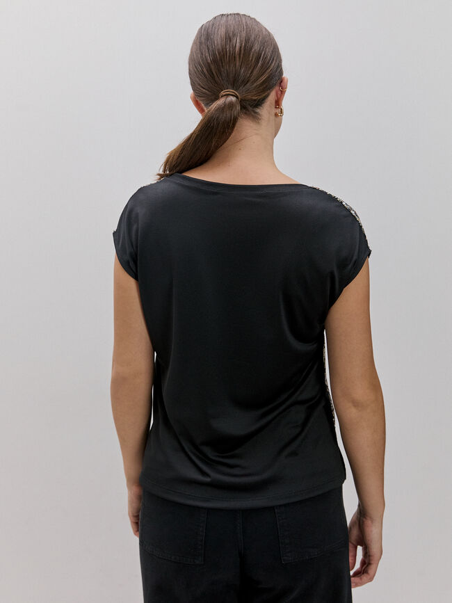 CAMISETA BIMATERIA FIESTA Negro