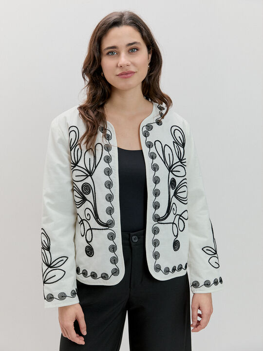 CHAQUETA ACOLCHADA BORDADA Crudo image number null