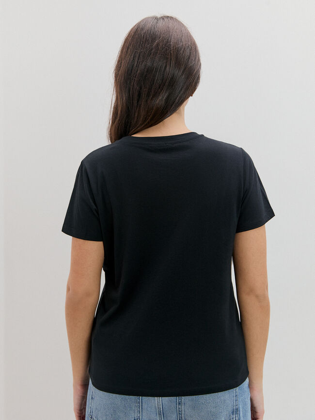 CAMISETA LEOPARDO BRILLANTE Negro