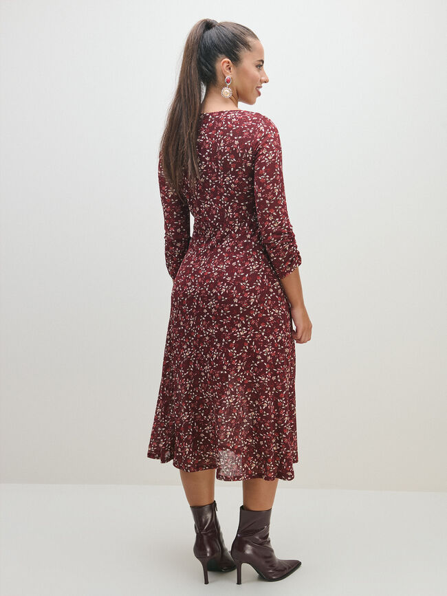 VESTIDO MANGA FRUNCIDA Estampado 1