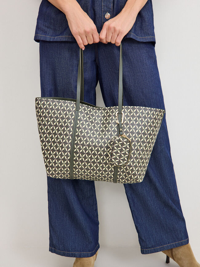 BOLSO ESTAMPADO GEOM&Eacute;TRICO verde militar