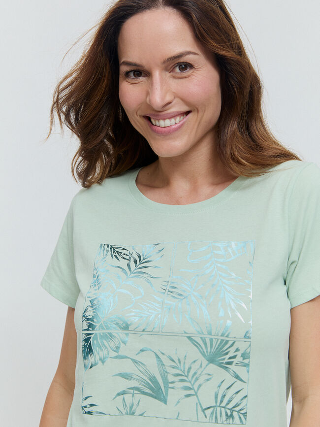 CAMISETA POSICIONAL HOJAS Verde Laguna