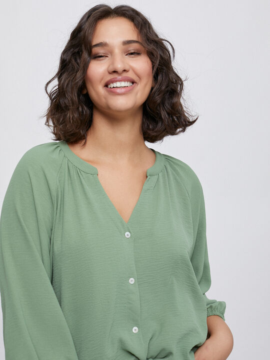 BLUSA MANGA ABULLONADA Verde Viridian image number null