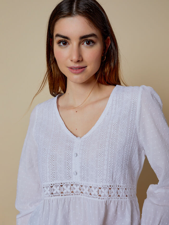 CAMISETA CON DETALLE MANGA PLUMETI Blanco Optico