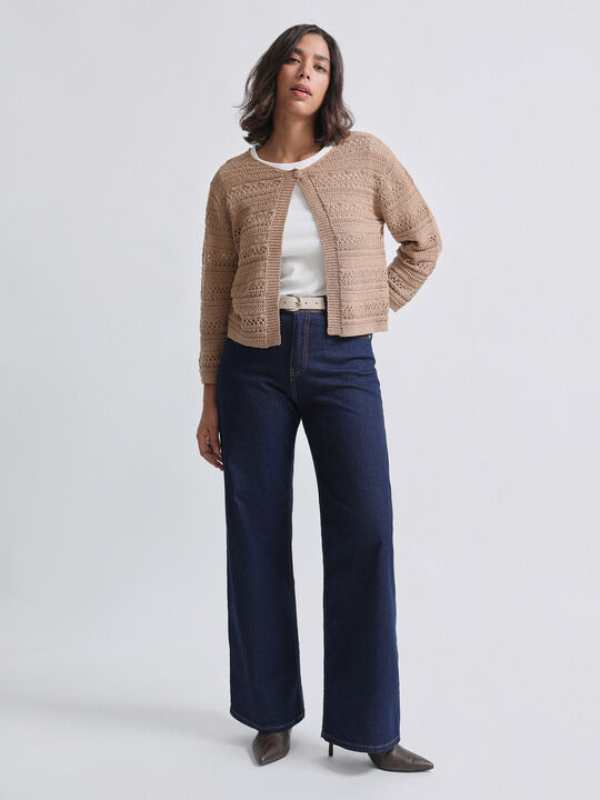 CARDIGAN UN BOTÓN Marron image number null