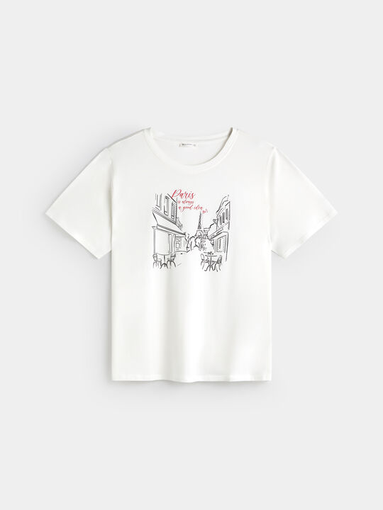 CAMISETA PAR&Iacute;S BRILLO Blanco Optico image number null