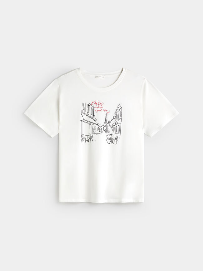 CAMISETA PAR&Iacute;S BRILLO Blanco Optico