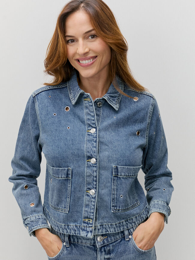 CHAQUETA CORTA OJALES Mid blue