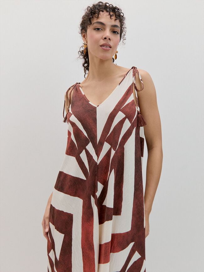 VESTIDO LARGO VUELO Crudo