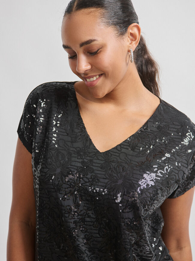 CAMISETA LENTEJUELAS Negro