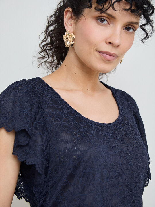 CAMISETA BLONDA MANGA VUELO Azul Marino image number null