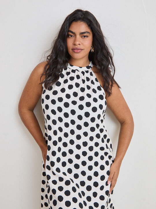 VESTIDO HALTER ESTAMPADO Negro image number null