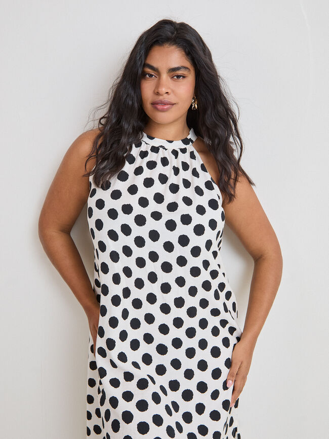 VESTIDO HALTER ESTAMPADO Negro