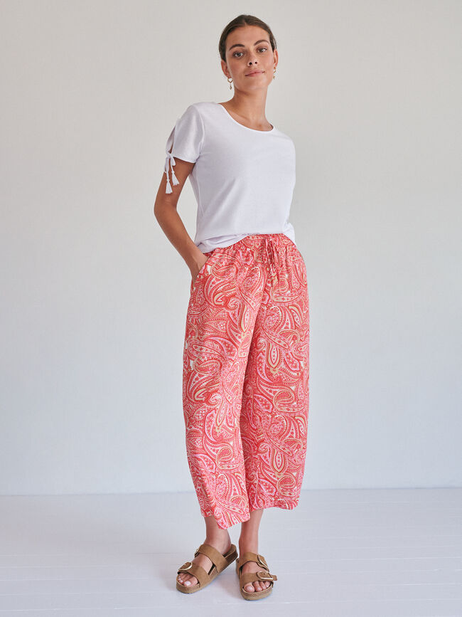 PANTALÓN CULOTTE PAISLEY naranja tangy