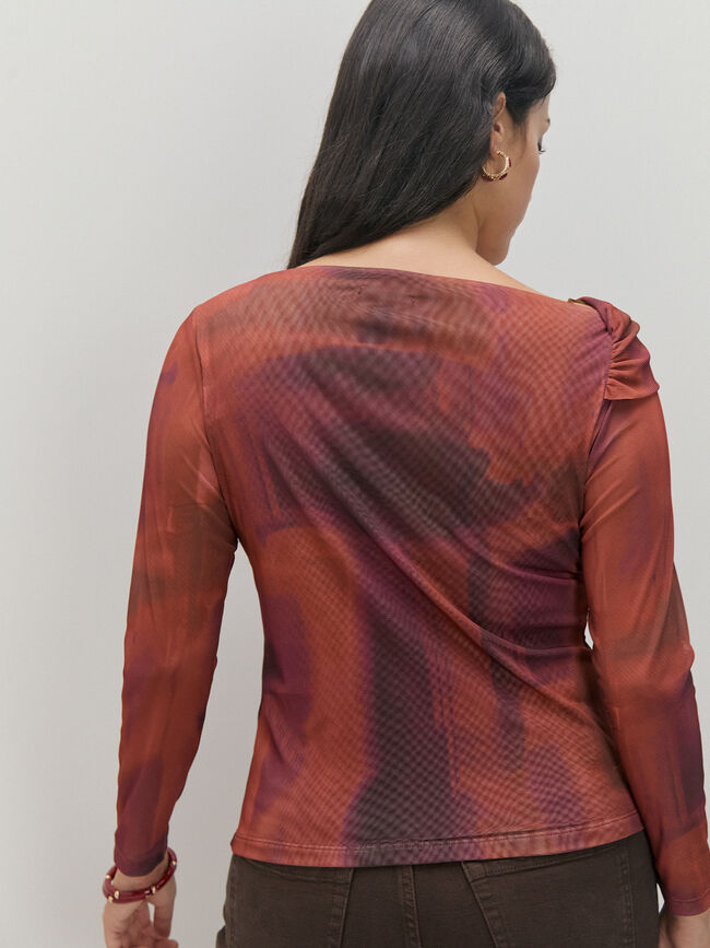 CAMISETA ASIMETRICA ML Fucsia