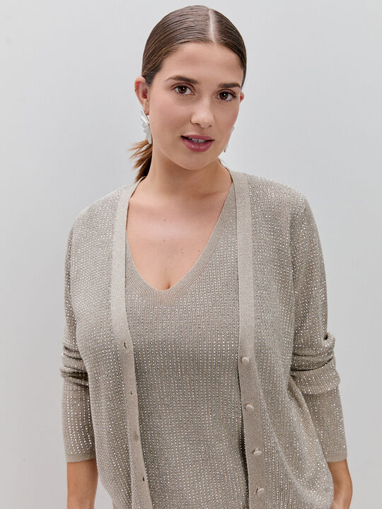 CARDIGAN BRILLANTE Beige image number null