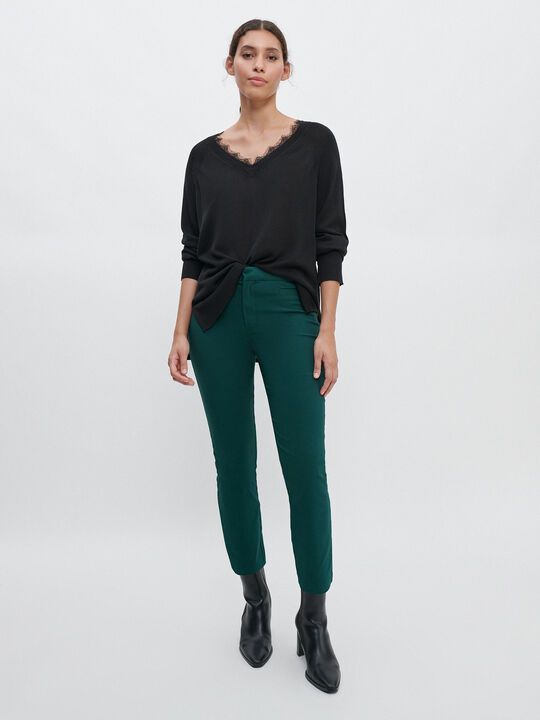 PANTALÓN SLIM VUELTA BAJO Verde oscuro image number null