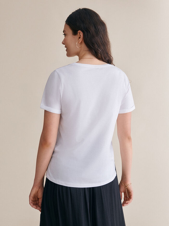 Camiseta detalle texto 100% algodón Blanco Optico