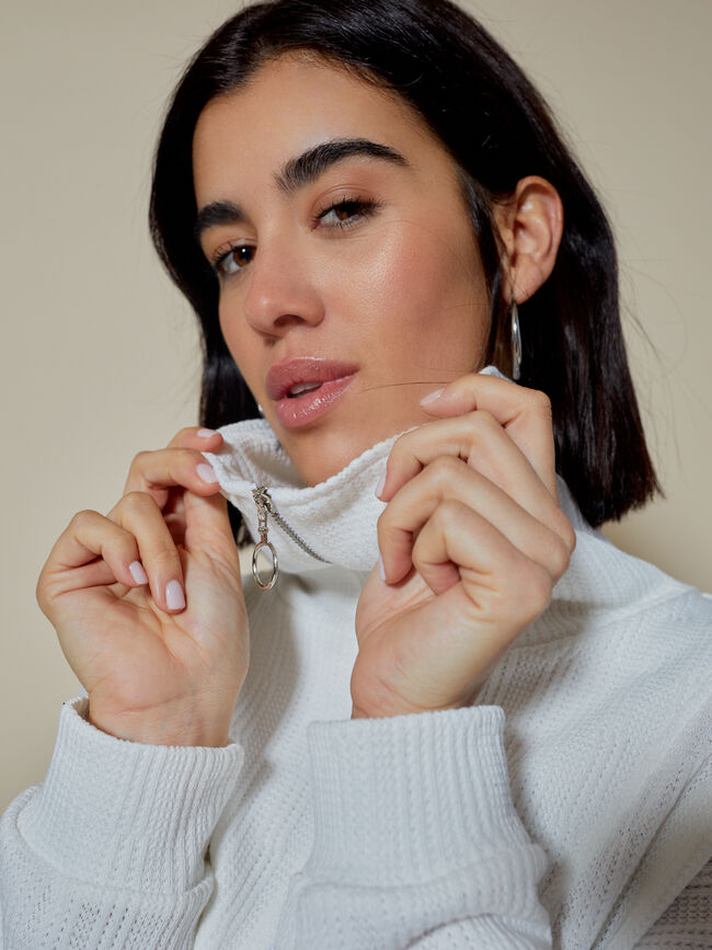 SUDADERA textura CREMALLERA Blanco Optico