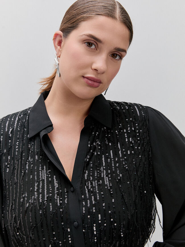 CAMISA DE LENTEJUELAS Negro