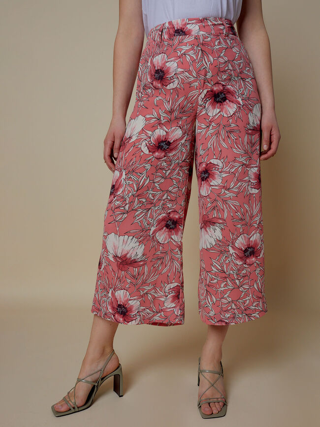 Pantalón satén estampado Estampado 1