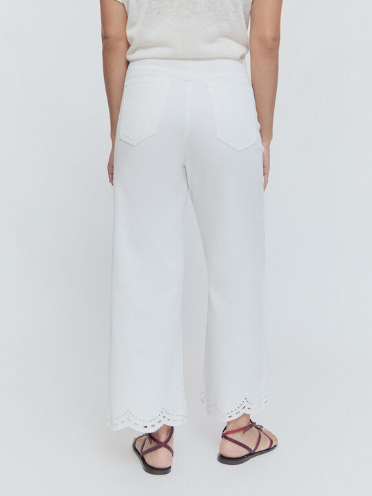 PANTALON BORDADO INGLES Blanco Optico image number null