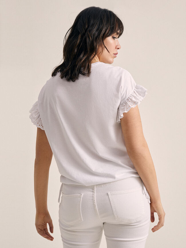 Camiseta detalle blonda 100% algodón Blanco Optico
