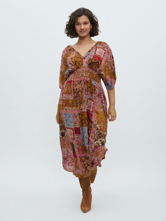 VESTIDO LUREX ESTAMPADO Barro image number null