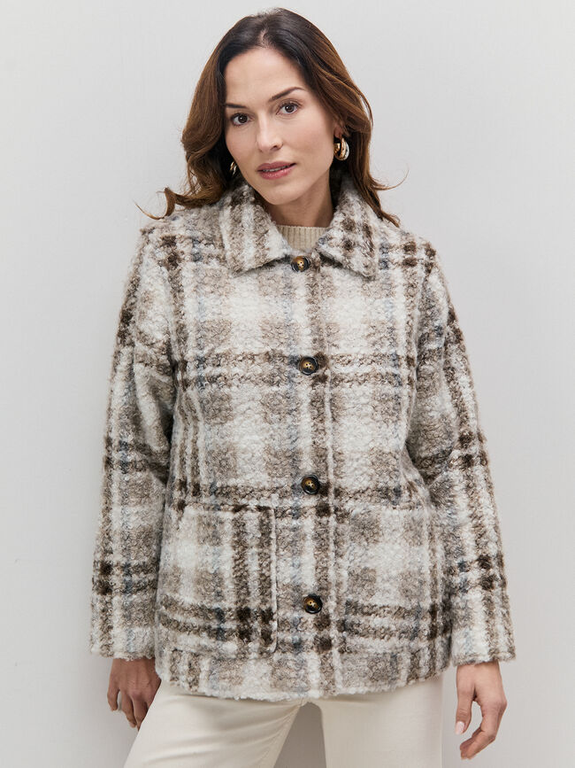 ABRIGO CUADROS RIZO Crudo