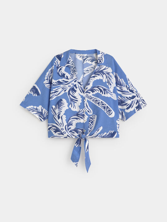 CAMISA CORTA NUDO Azul Chambray image number null
