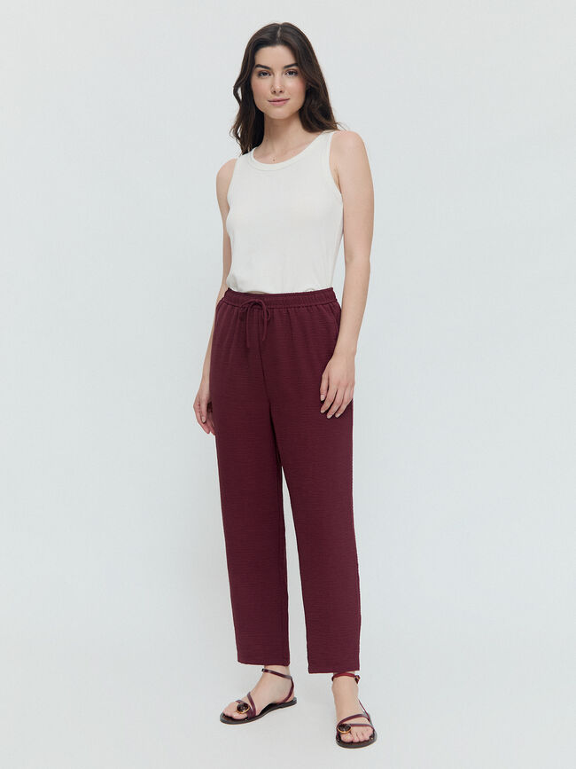 PANTALON FLUIDO JOGGER Vino