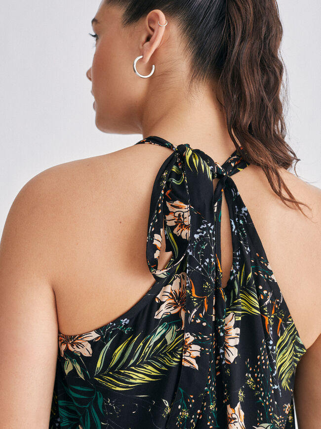 Vestido halter aberturas laterales Negro