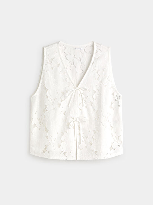 CHALECO BORADADO Blanco Optico image number null