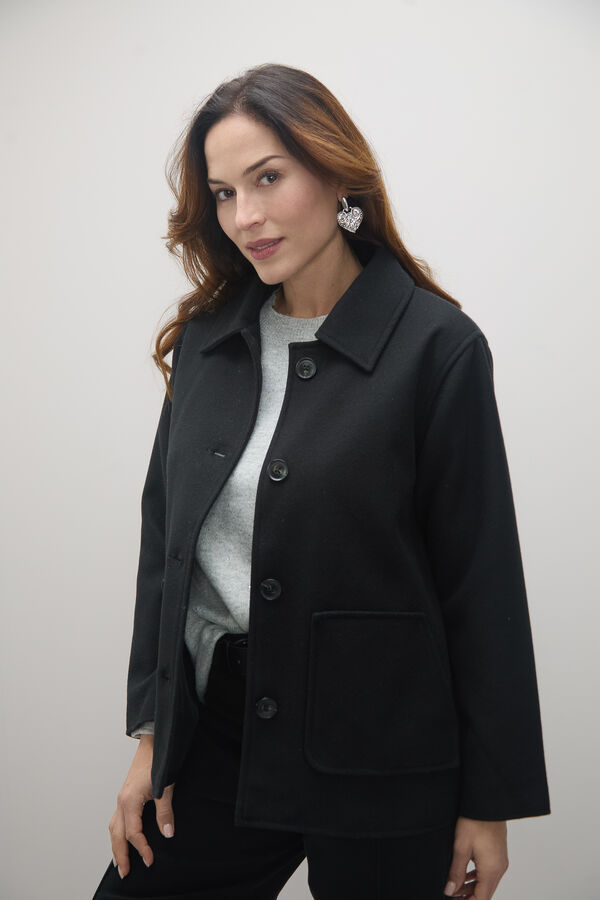 CHAQUETA PAÑO BASICA Negro