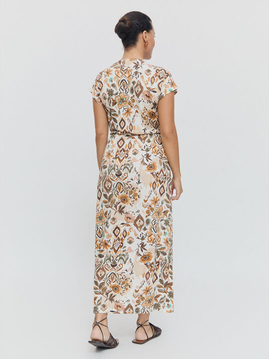 VESTIDO CRUZADO ESTAMPADO Crudo image number null